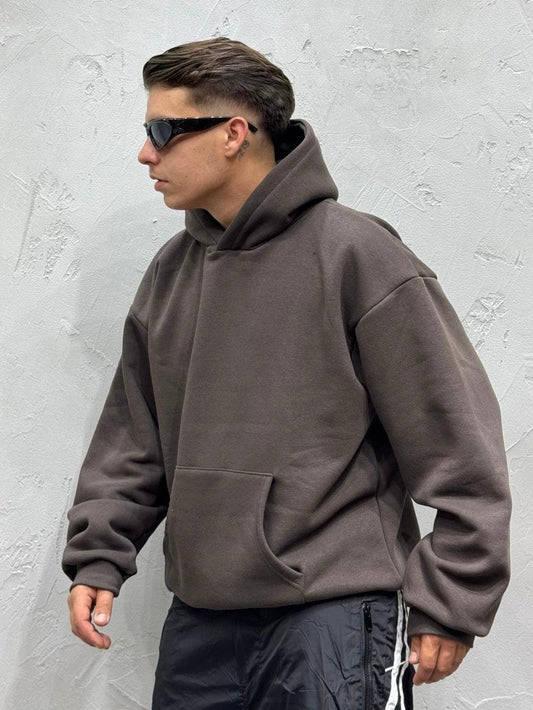 HOODIE BOXY FIT DARK BROWN
