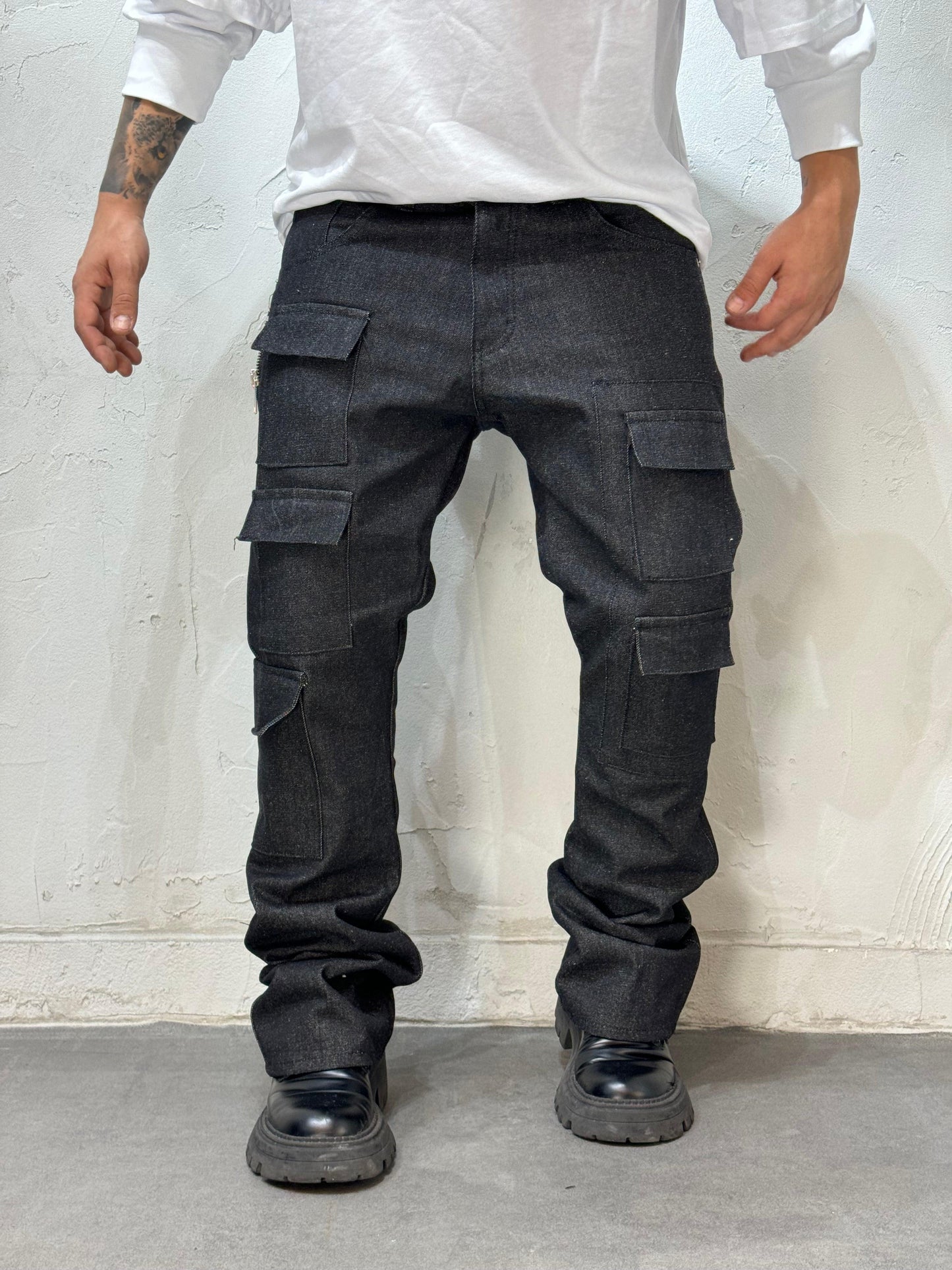 BAGGY FIT FLARE MULTIPOCKET ZIP BLACK