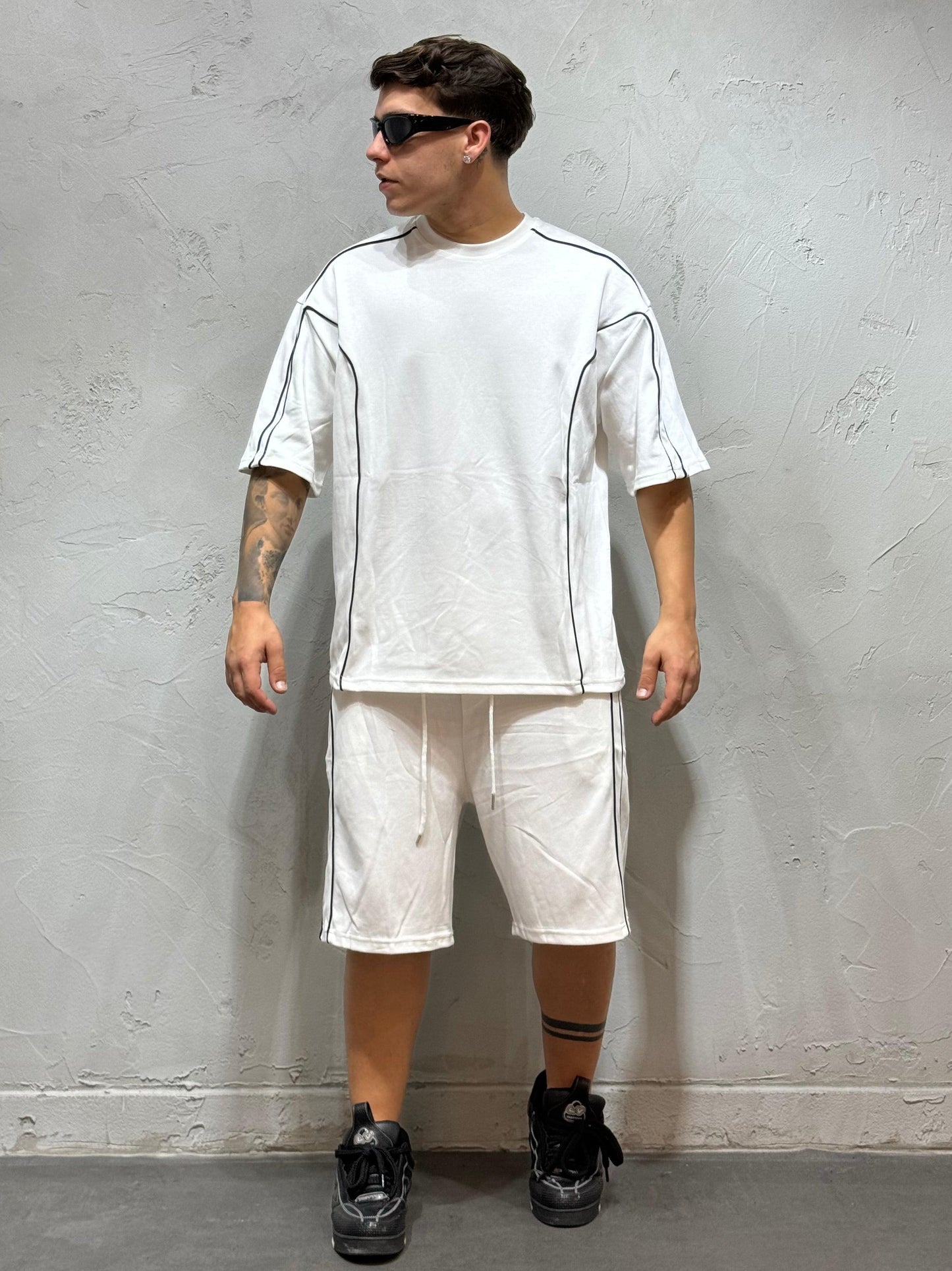 COORDINATO BASIC WITH STRIPES WHITE