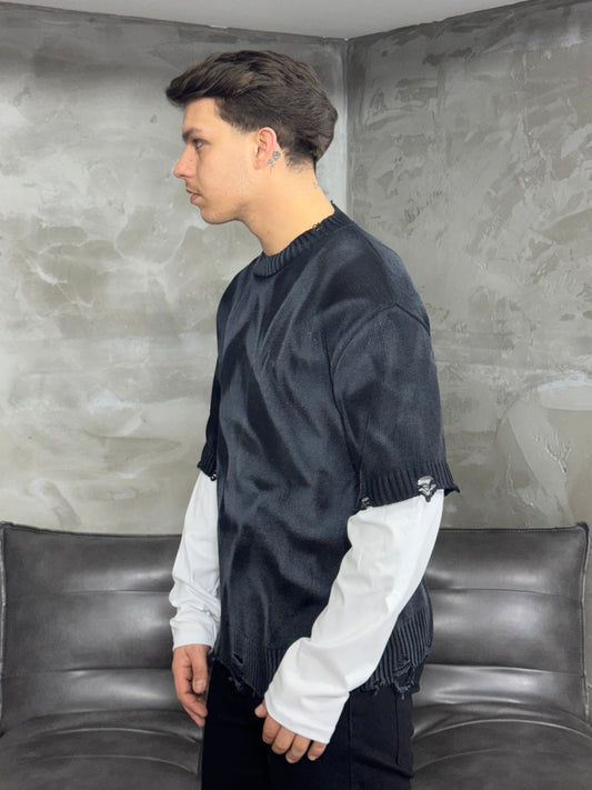 MAGLIONCINO LONGSLEEV SHADED BLACK