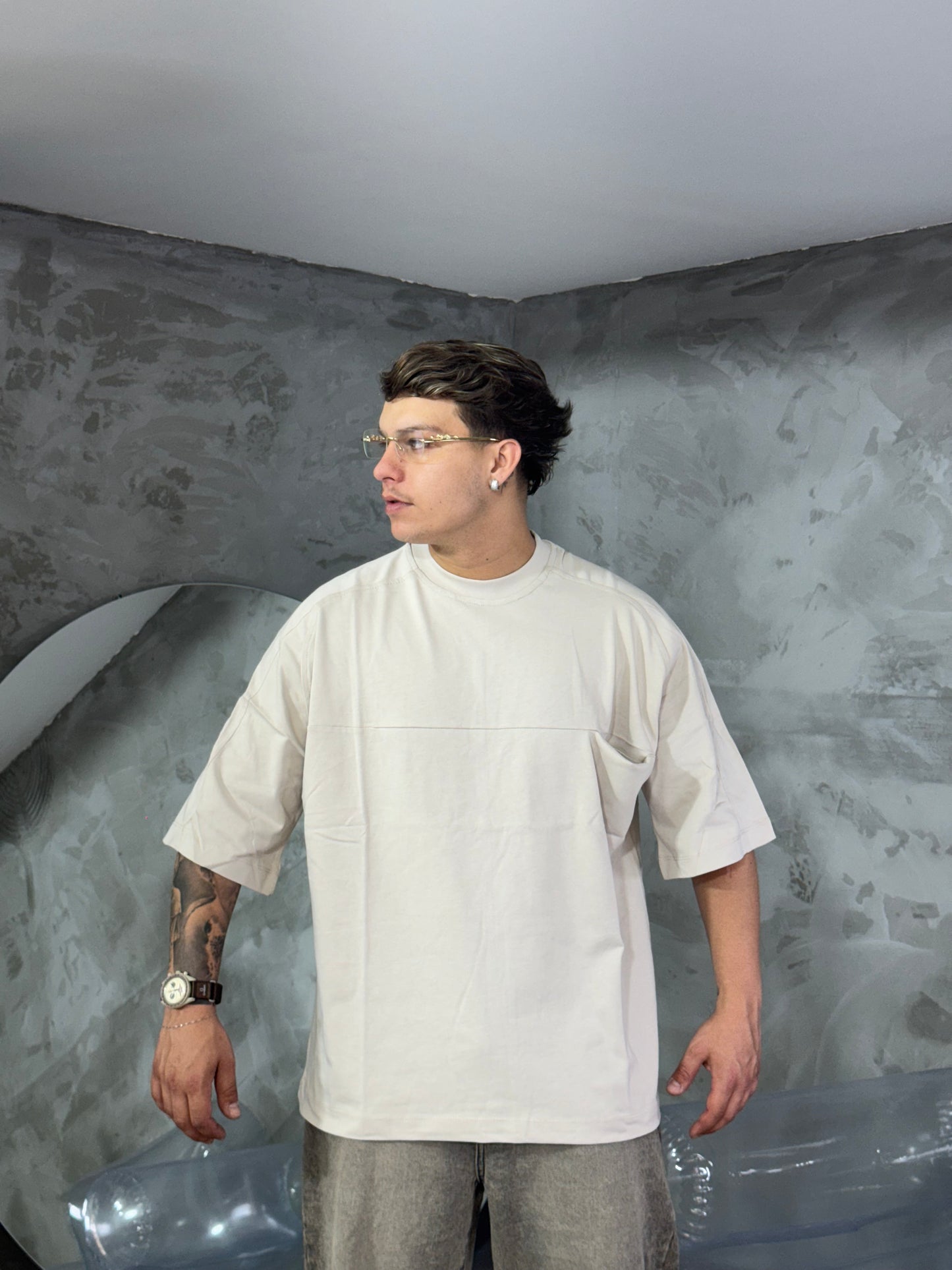 T-SHIRT BASIC SIDE POCKET BEIGE