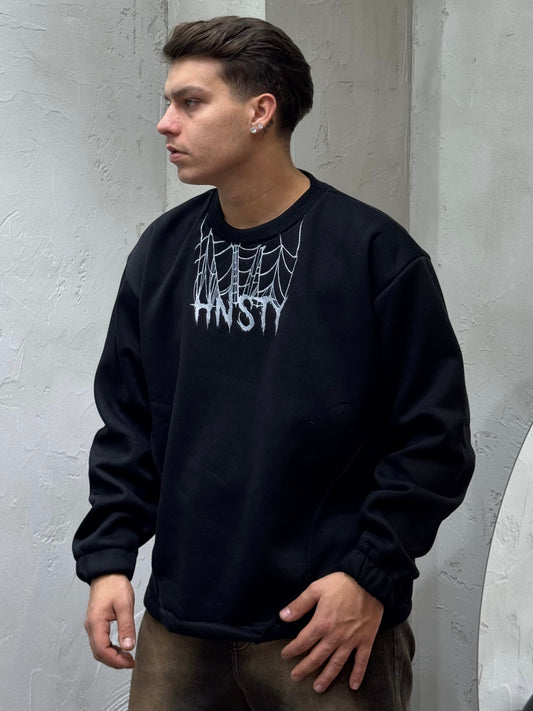 HOODIE SPIDERWEB BLACK