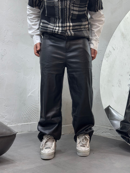 BAGGY FIT ECO-LEATHER BLACK