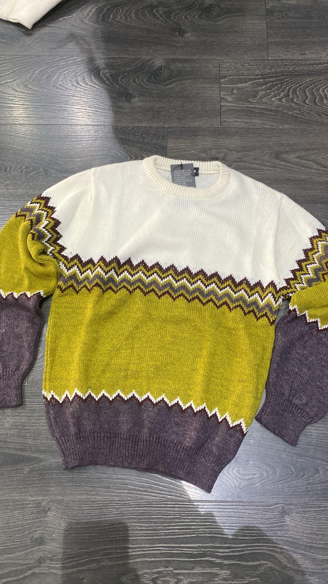 MAGLIONCINO ZIG-ZAG PATTERN YELLOW/VIOLET