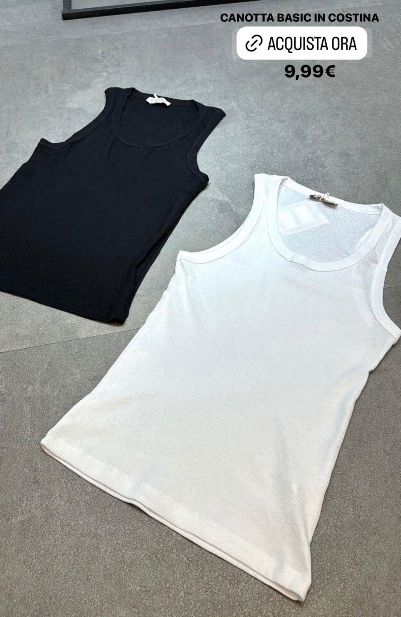 BASIC RIBBED TANK TOP BLACK