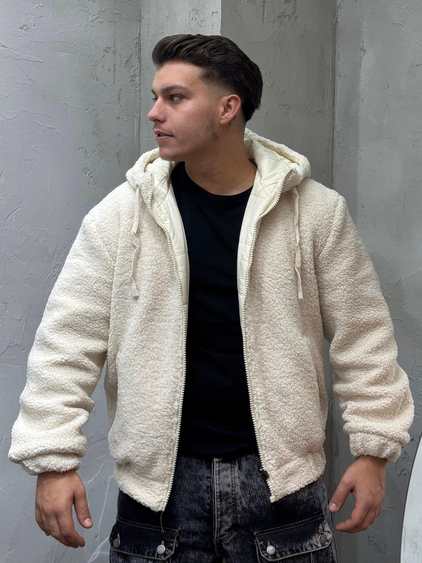 JACKET TEDDY REVERSE CREAM