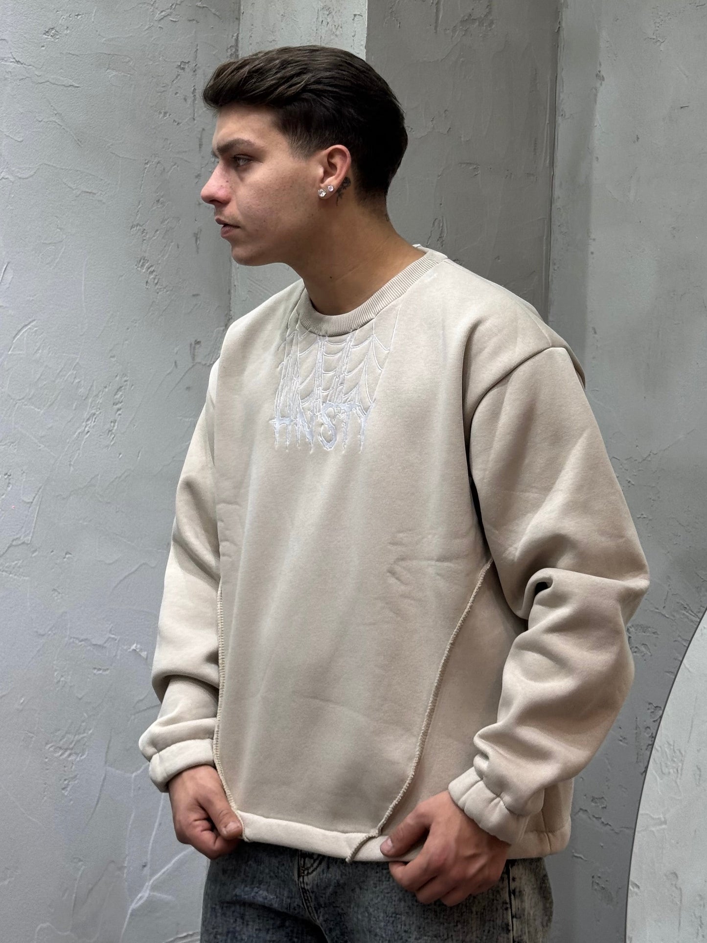 HOODIE SPIDERWEB AVORIO