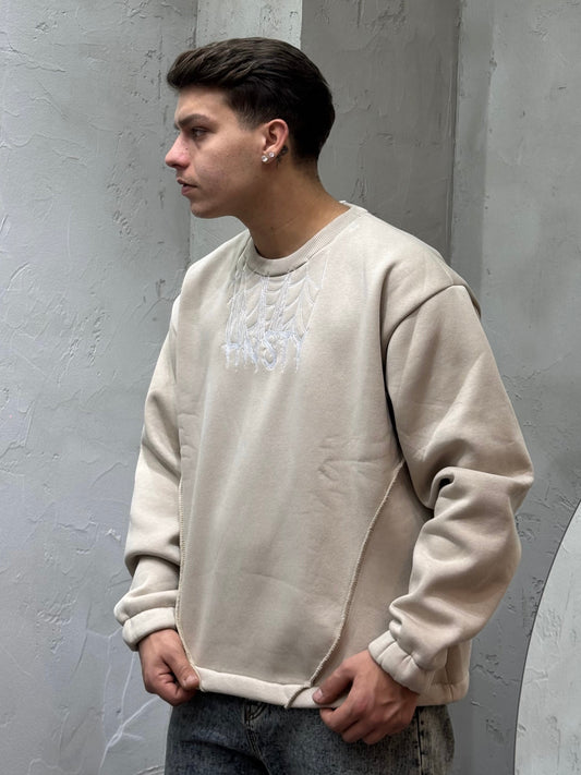 HOODIE SPIDERWEB AVORIO
