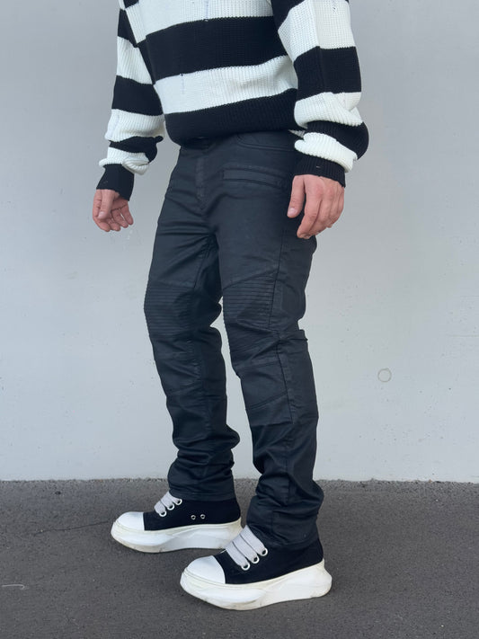 SKINNY FIT WAXED BLACK