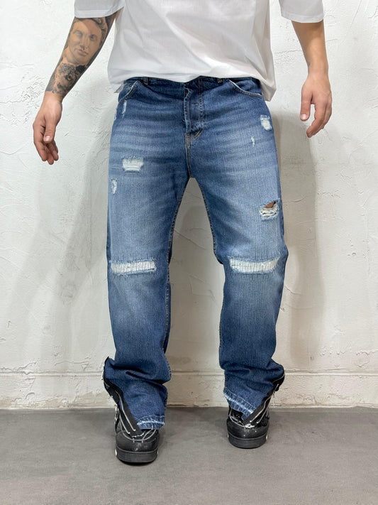 BAGGY DOUBLE ZIP TEARS DARK