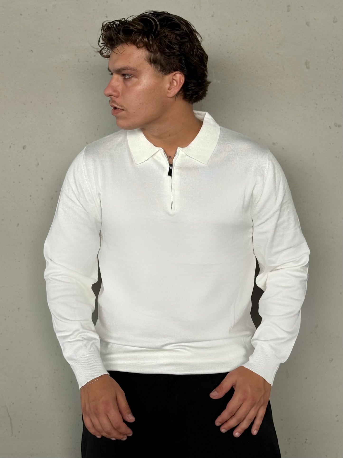 POLO ZIP LONG WHITE