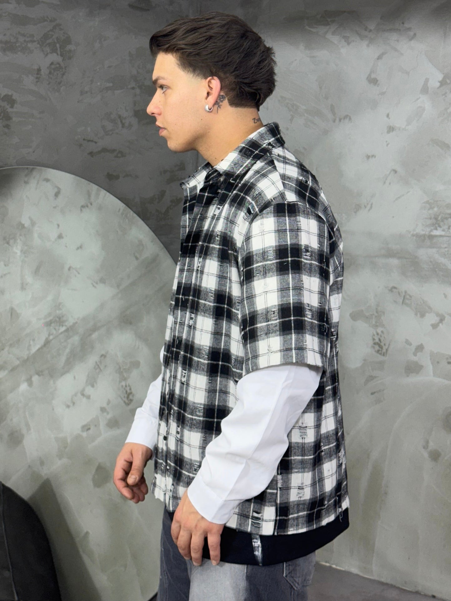 CAMICIA LONGSLEEVE BIG SQUARES BLACK