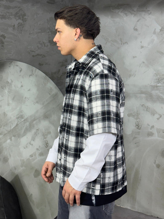 CAMICIA LONGSLEEVE BIG SQUARES BLACK