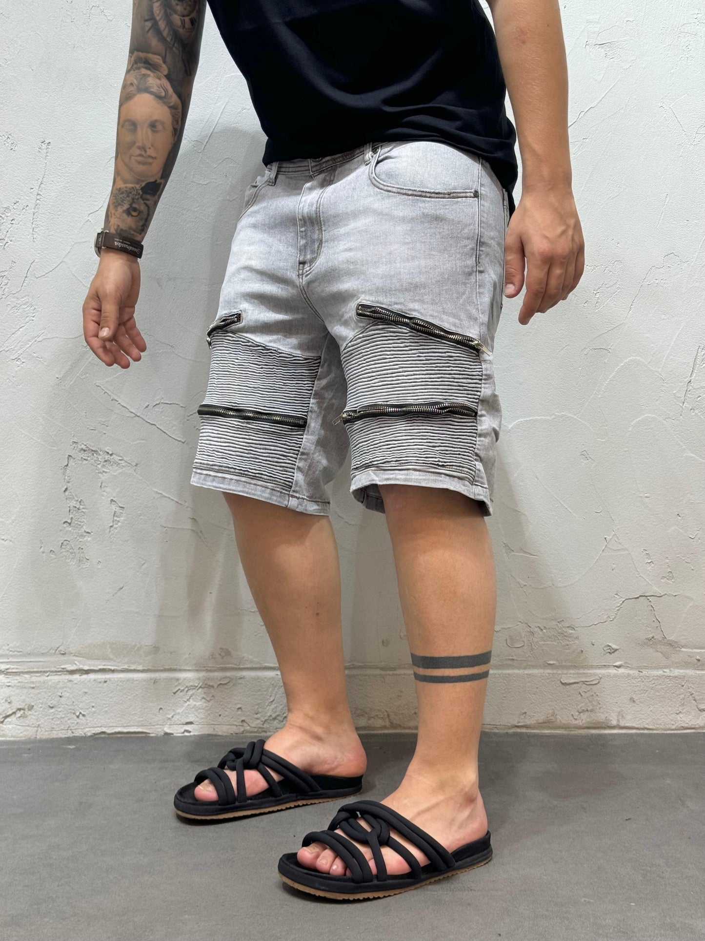 SHORT BIKER FULLED ZIP GREY