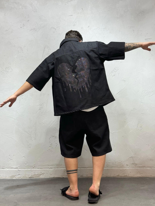 COORDINATED HEART GLITTER BLACK