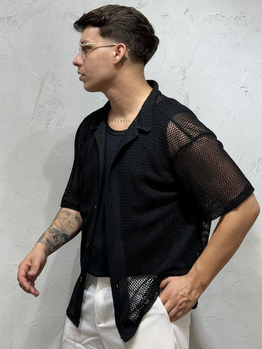 BLACK QUILTED SHIRT