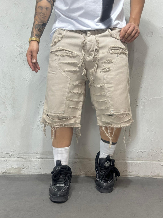 SHORT CARPENTER RIPPED AVORIO