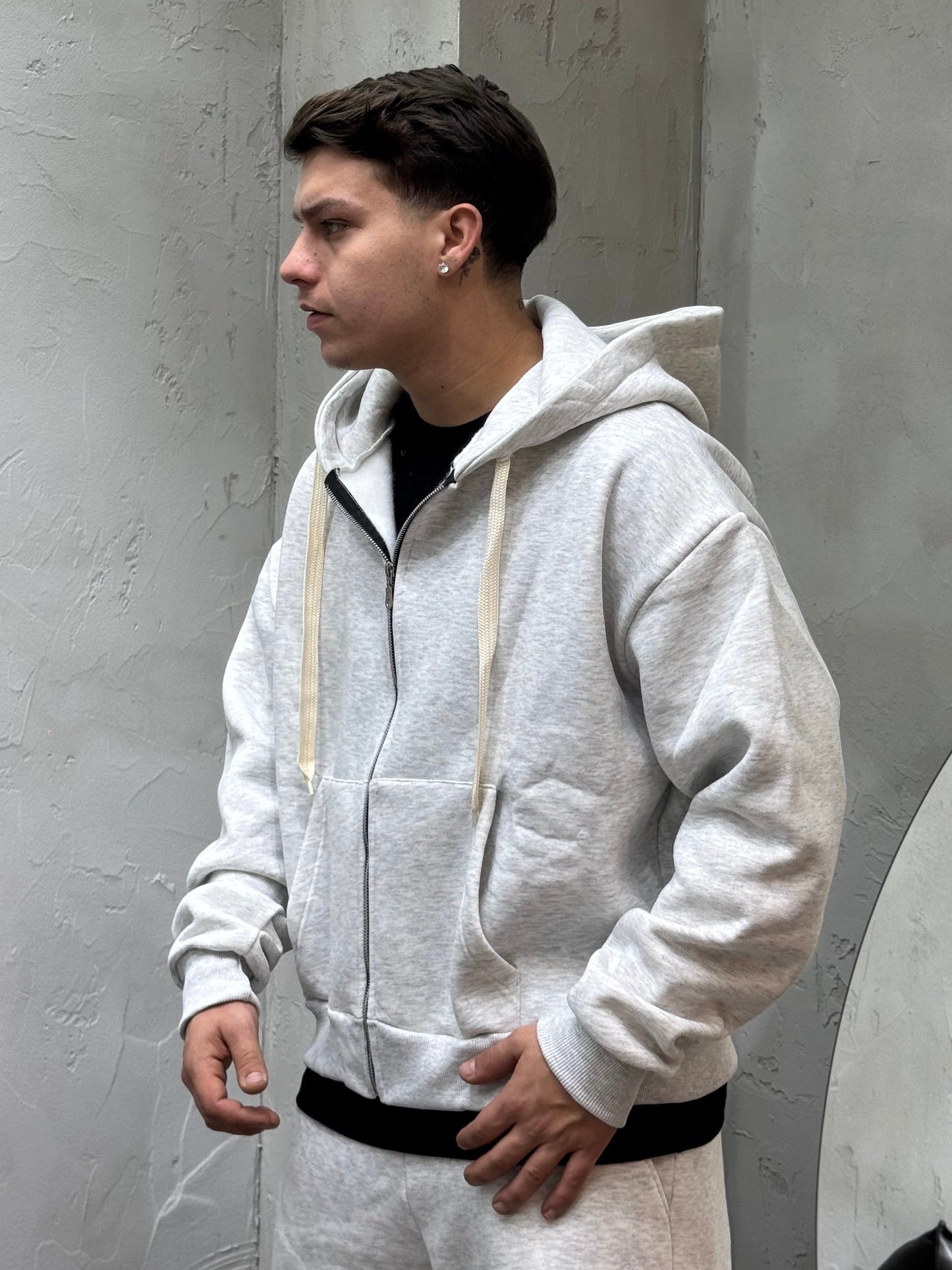 NIKE GRAY BOXY FIT HOODIE WITH ZIP