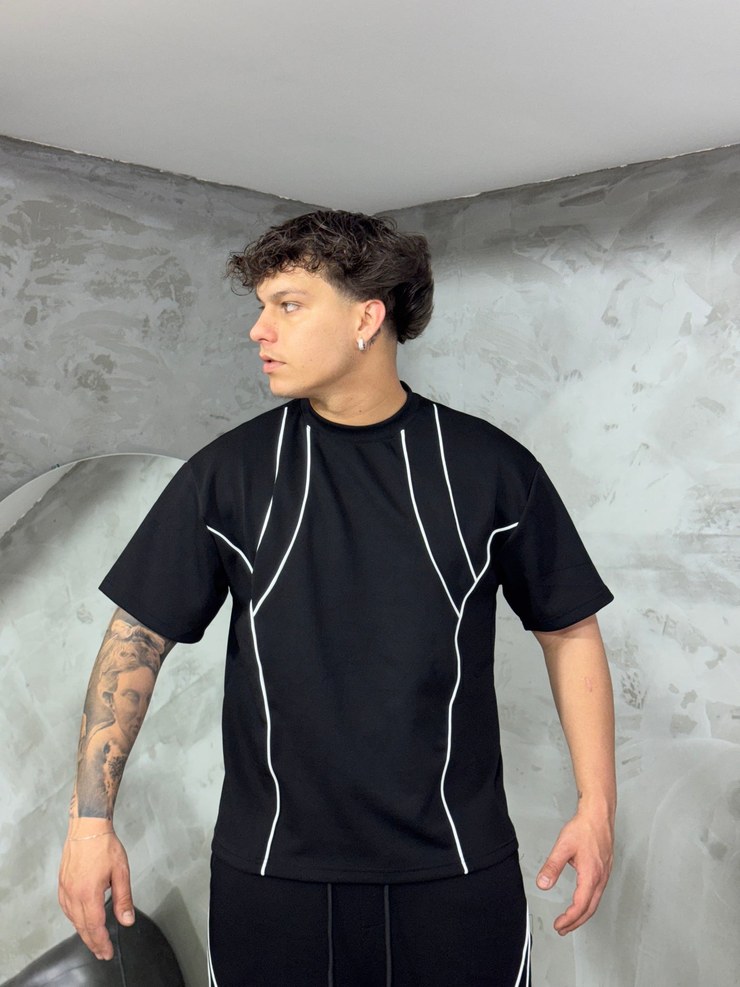 COORDSET TUTA LINES BLACK