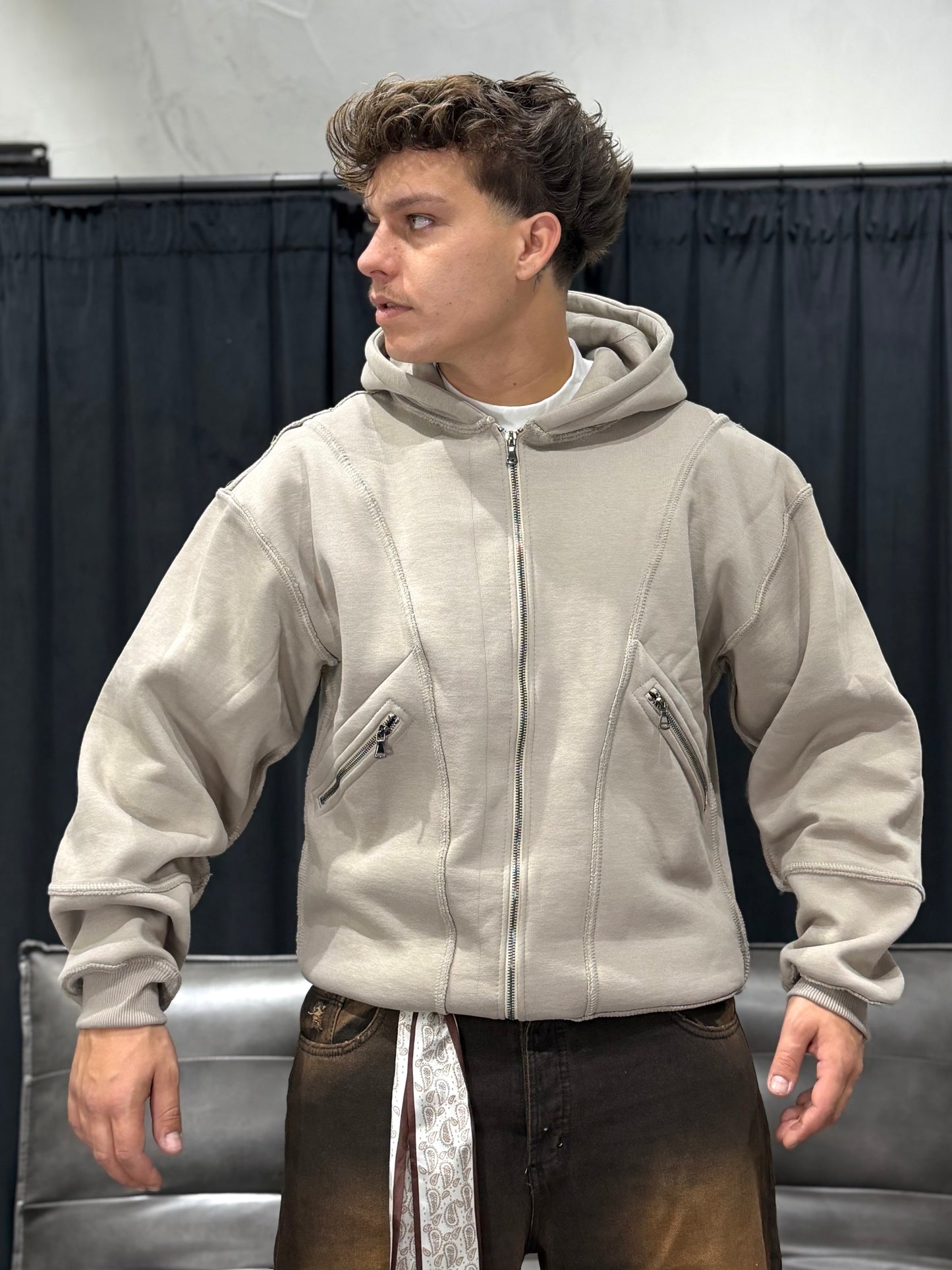 HOODIE MULTIZIP BEIGE