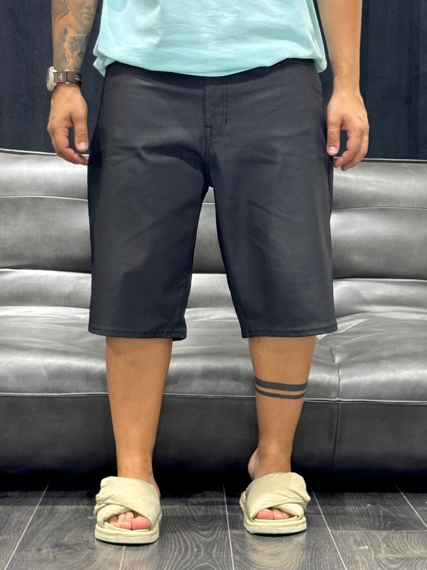SHORTS BASIC WAXED BLACK