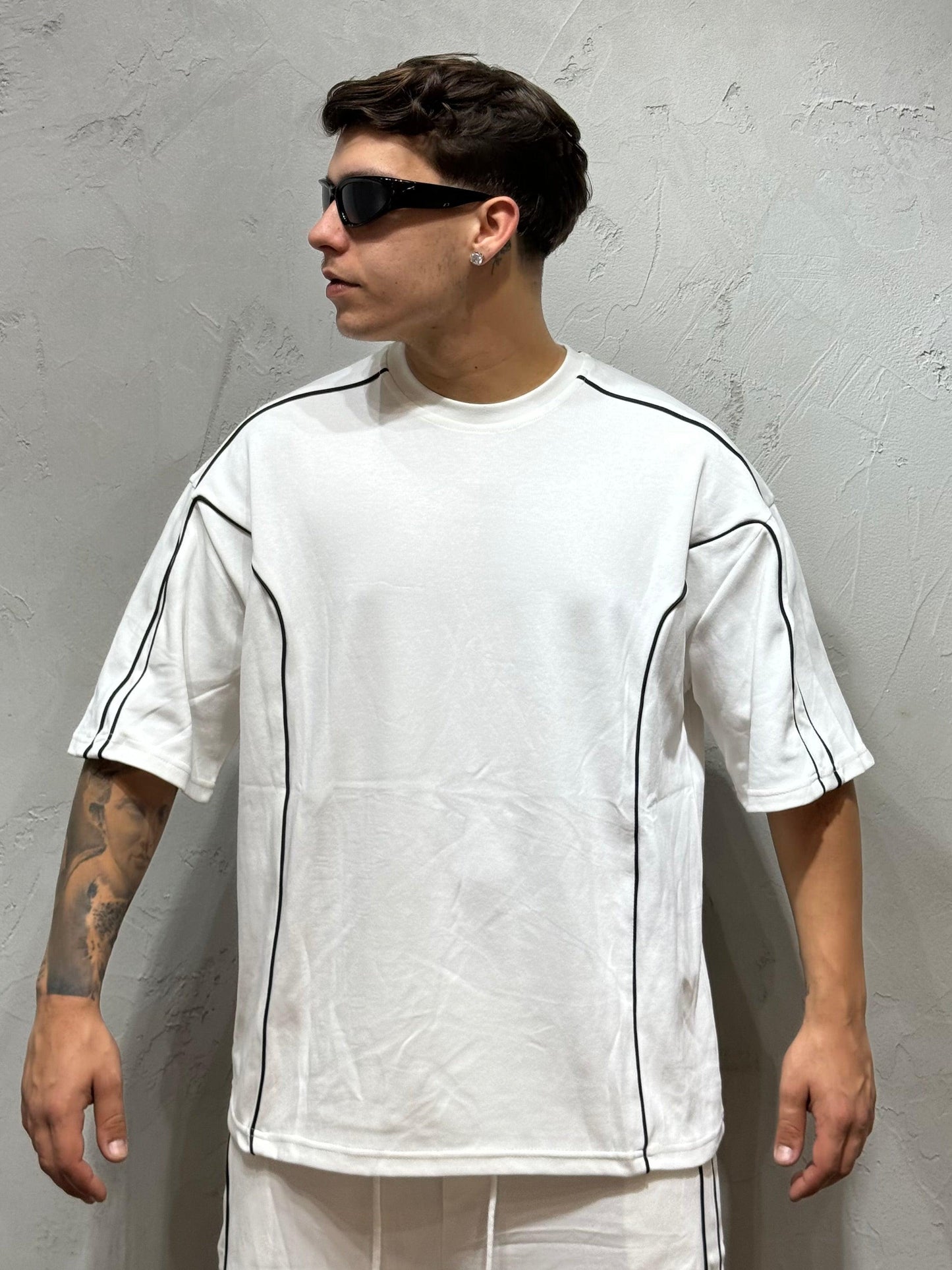 COORDINATO BASIC WITH STRIPES WHITE