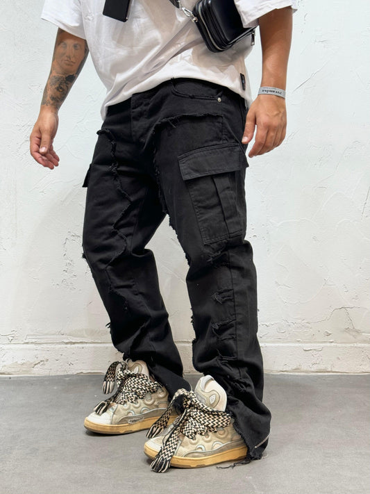 BAGGY FRAYED WITH ZIP BACK BLACK
