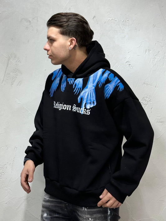 HOODIE BOXY FIT RELIGION SUX BLACK