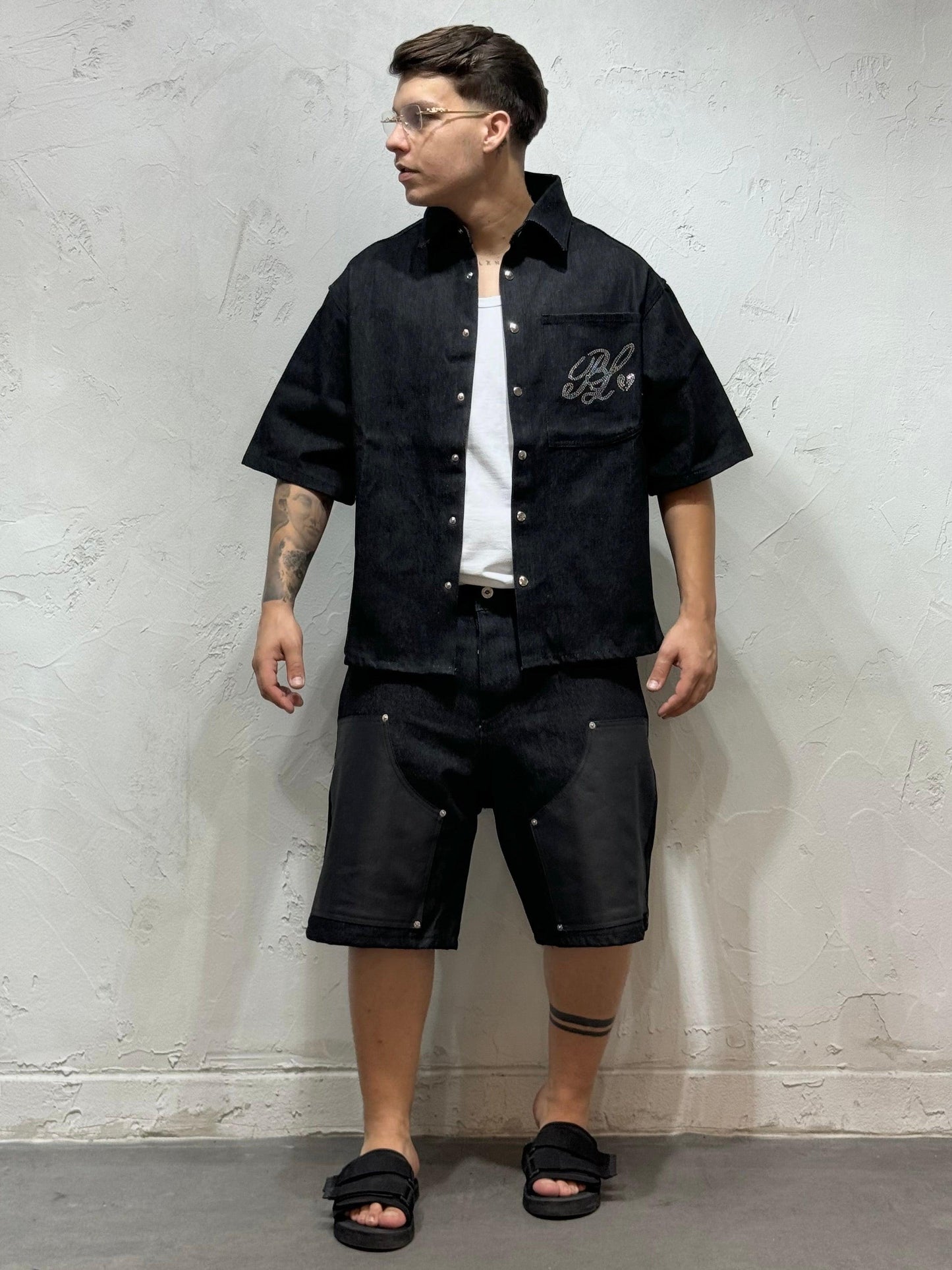 COORDINATO HEART GLITTER BLACK