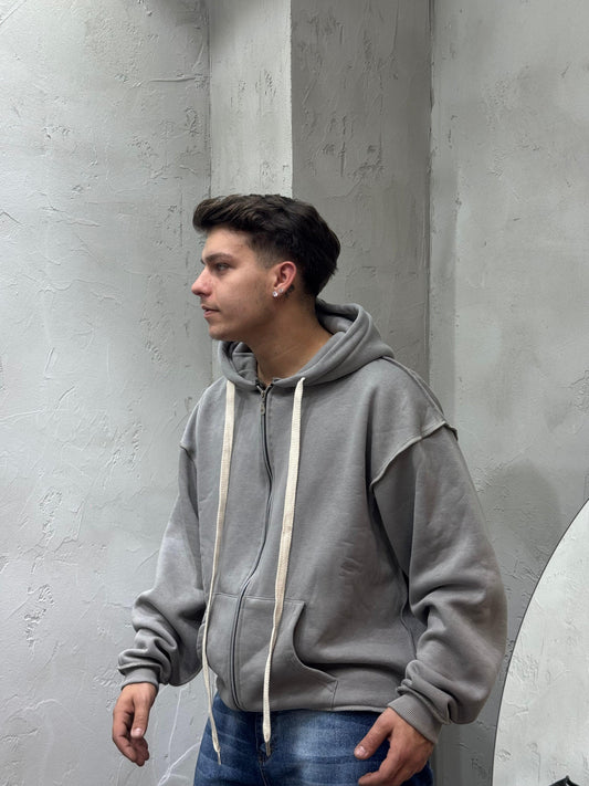 CONTRAST BOXY FIT WITH DARK GRAY ZIP