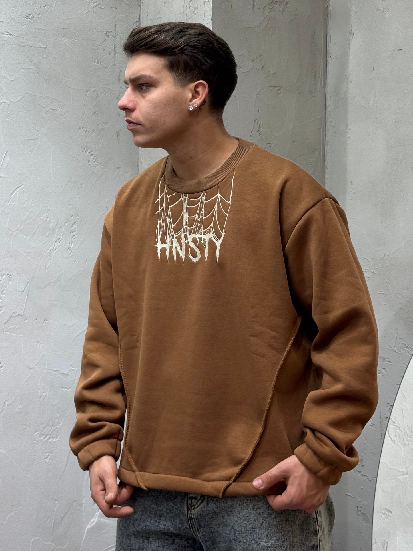 HOODIE SPIDERWEB TOBACCO