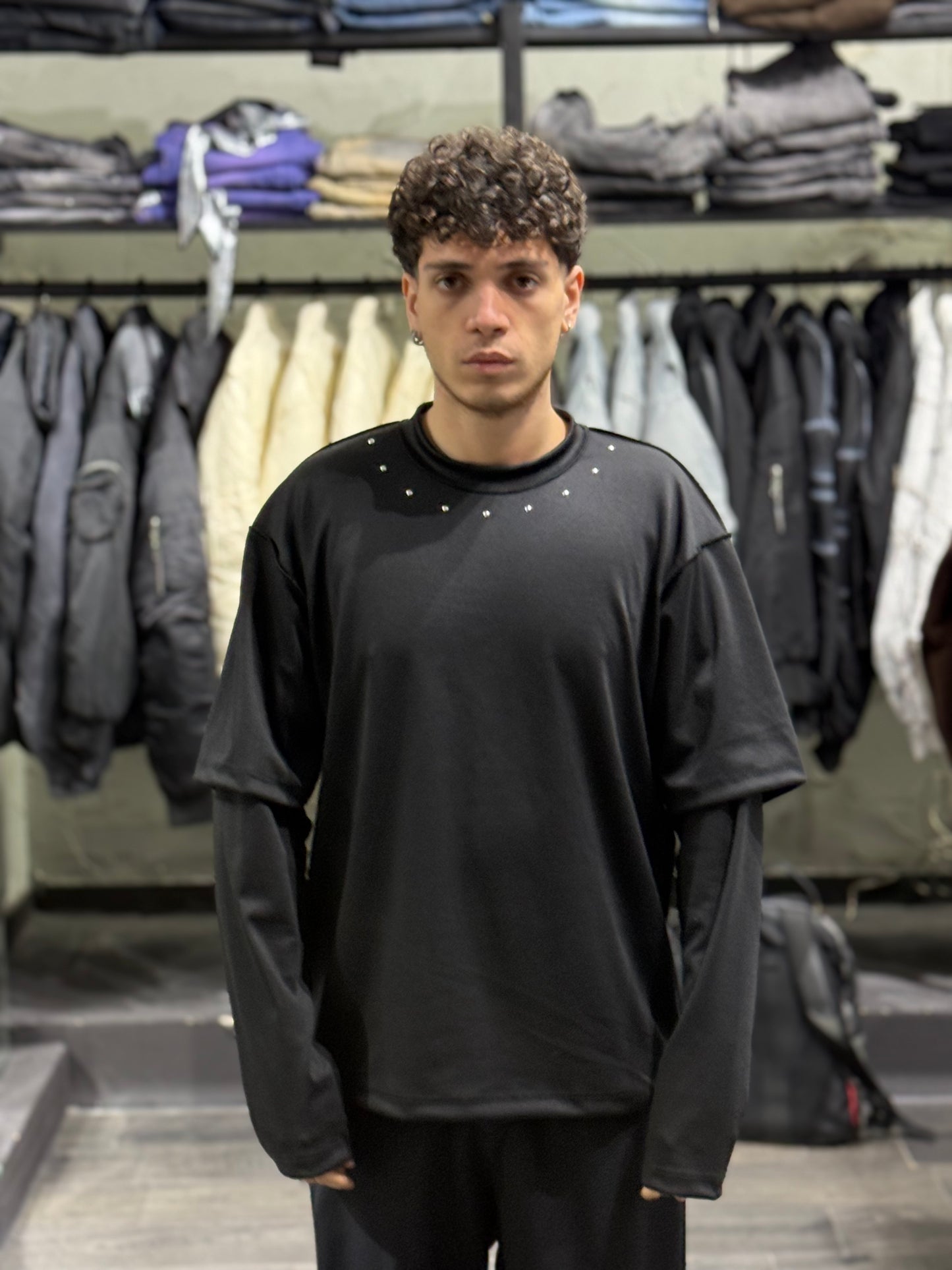 LONGSLEEVE BLACK PERLE GIROCOLLO