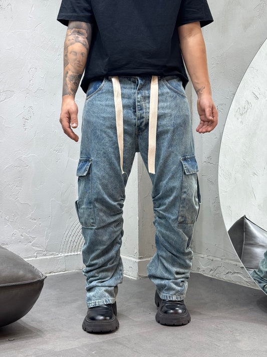BAGGY FIT DRAPERY POCKET JEANS