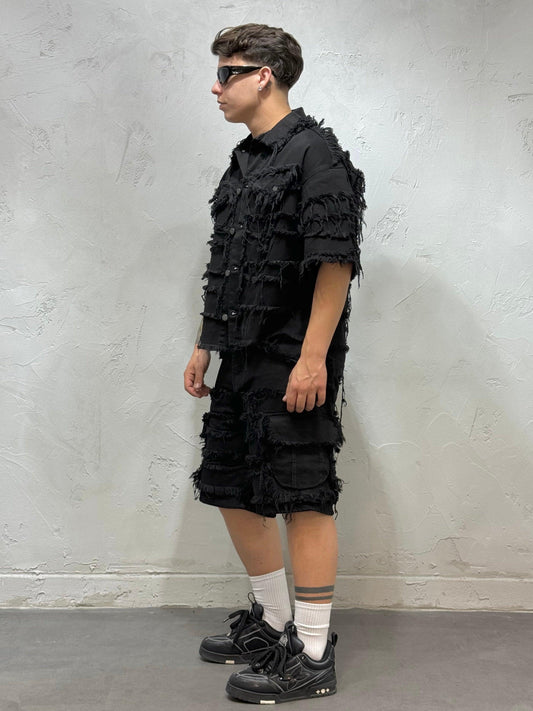 COORDINATED FRINGED TOTAL BLACK
