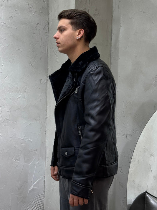 ECO SHEEPSKIN IN ECO LEATHER TOTAL BLACK