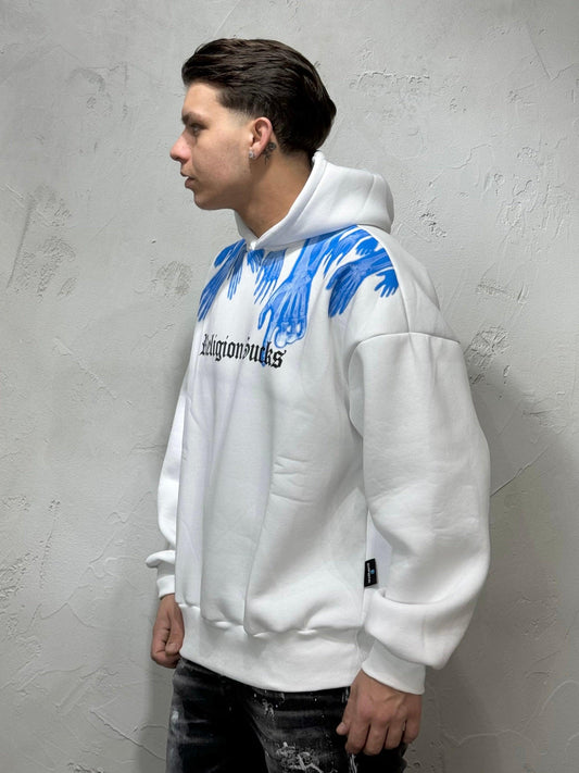 HOODIE BOXY FIT RELIGION SUX WHITE