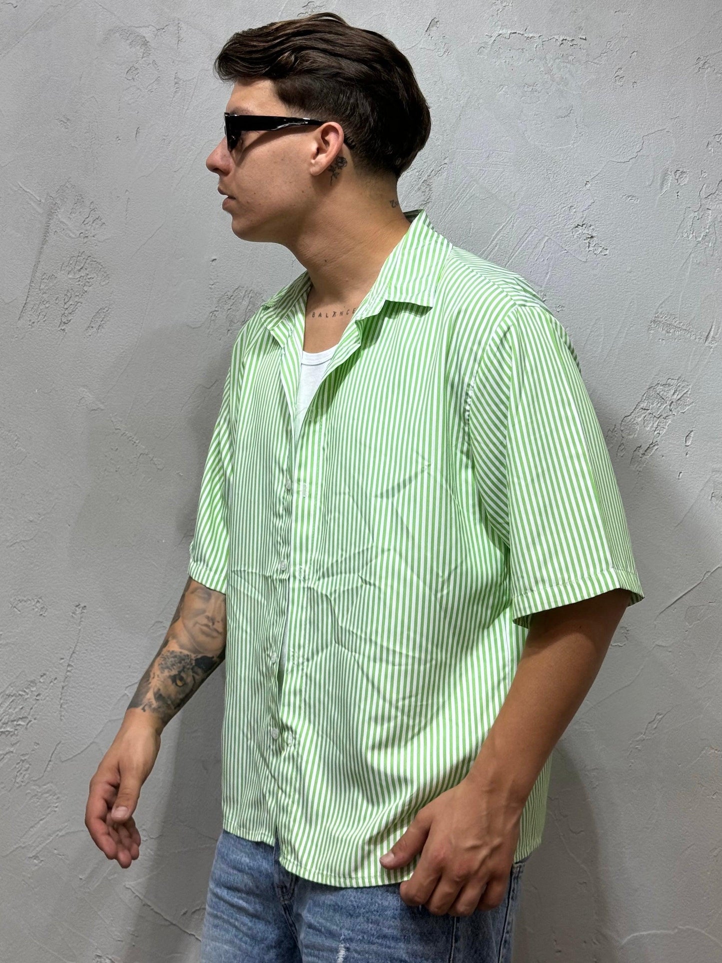 GREEN STRIPED SHIRT