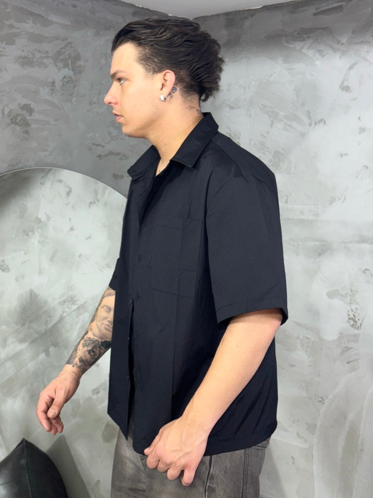 CAMICIA BASIC HALF SLEEVES BLACK