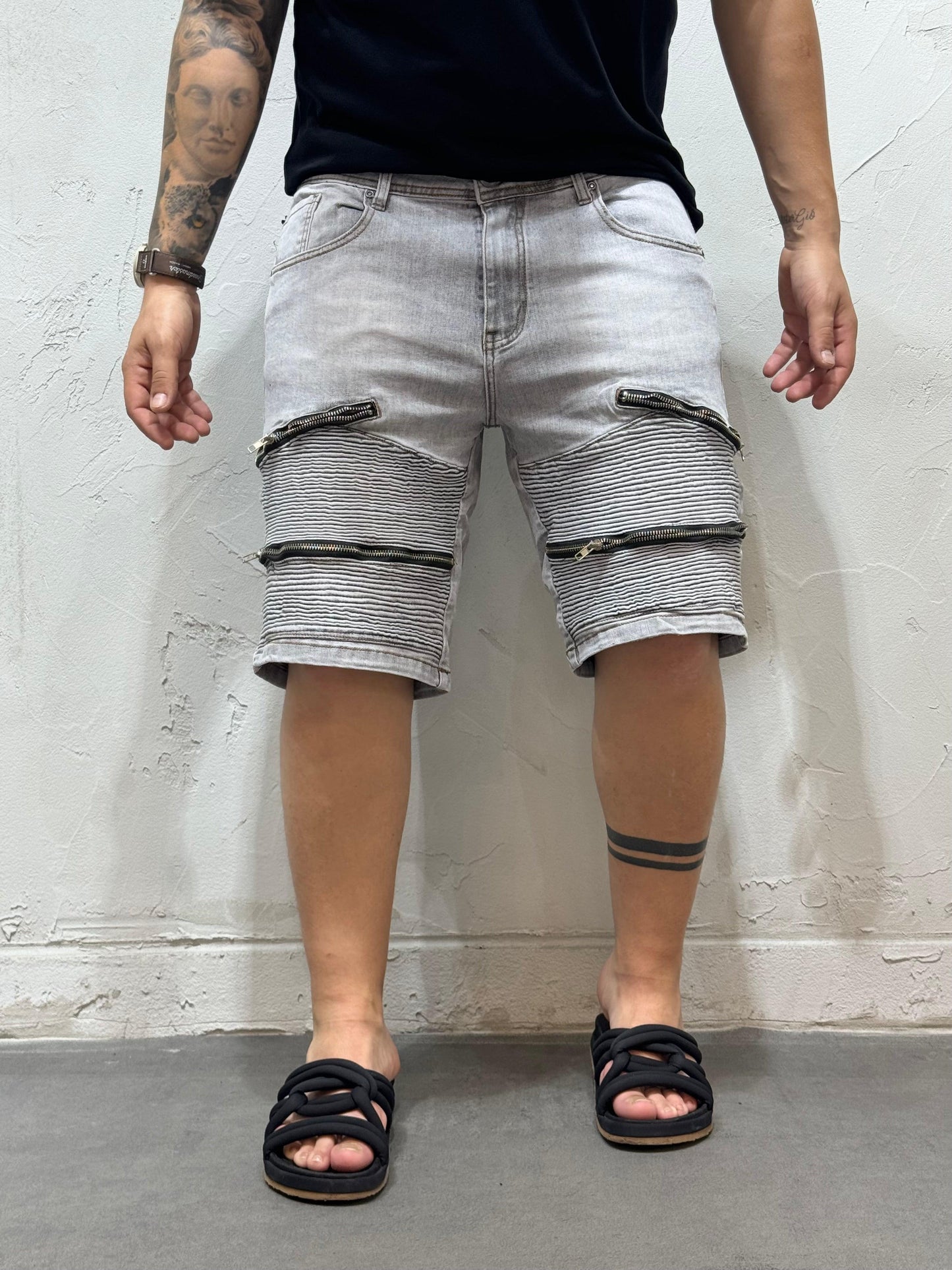 SHORT BIKER FULLED ZIP GREY