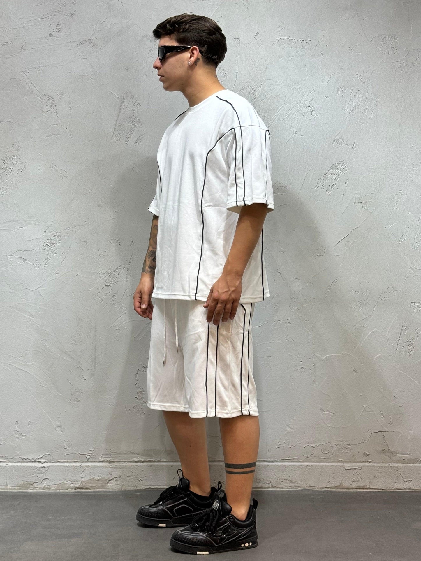 COORDINATO BASIC WITH STRIPES WHITE