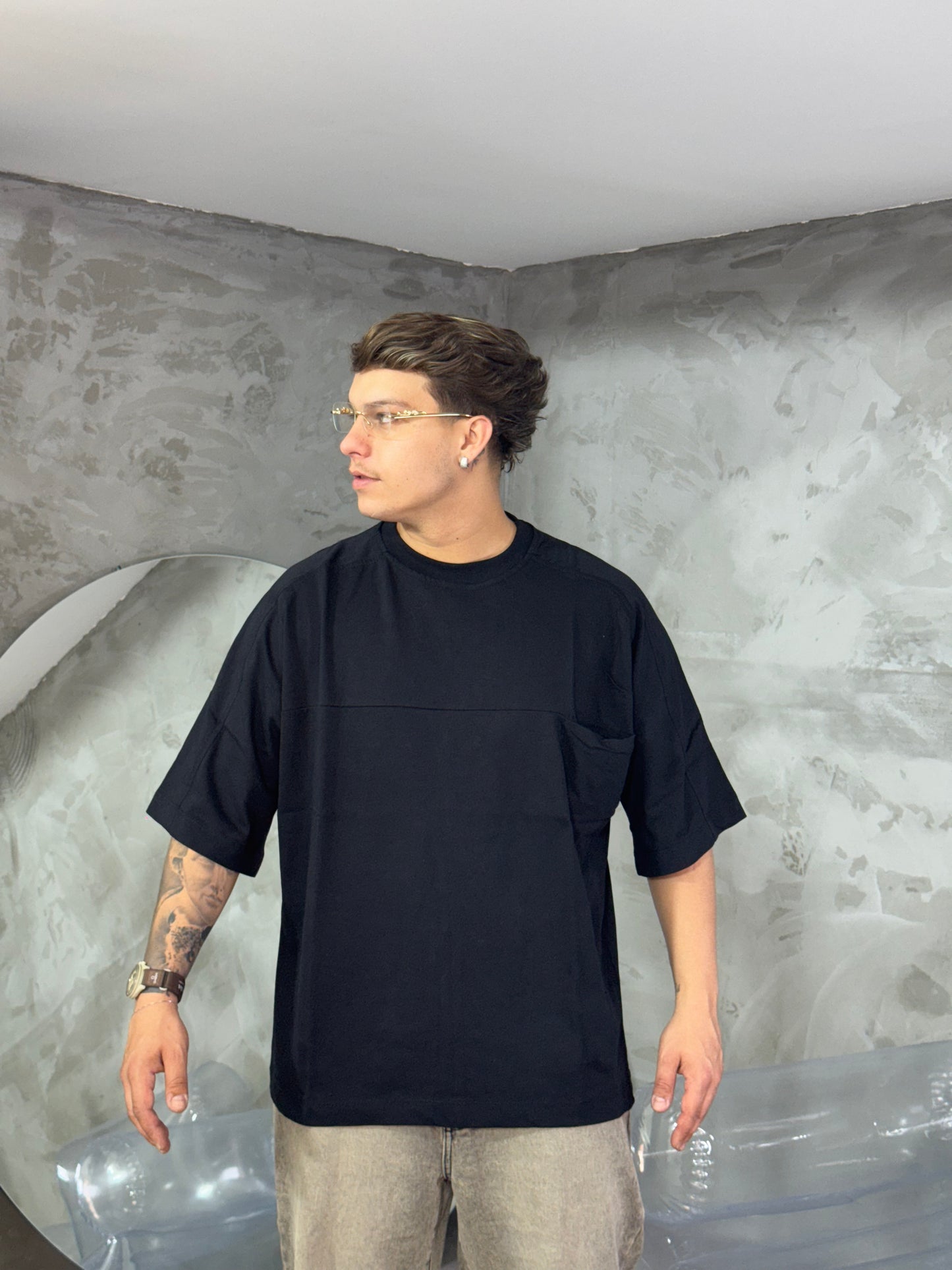 T-SHIRT BASIC SIDE POCKET BLACK