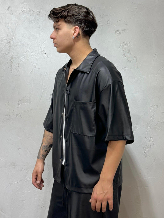 MOOD ZAR* BLACK ECO-LEATHER SHIRT