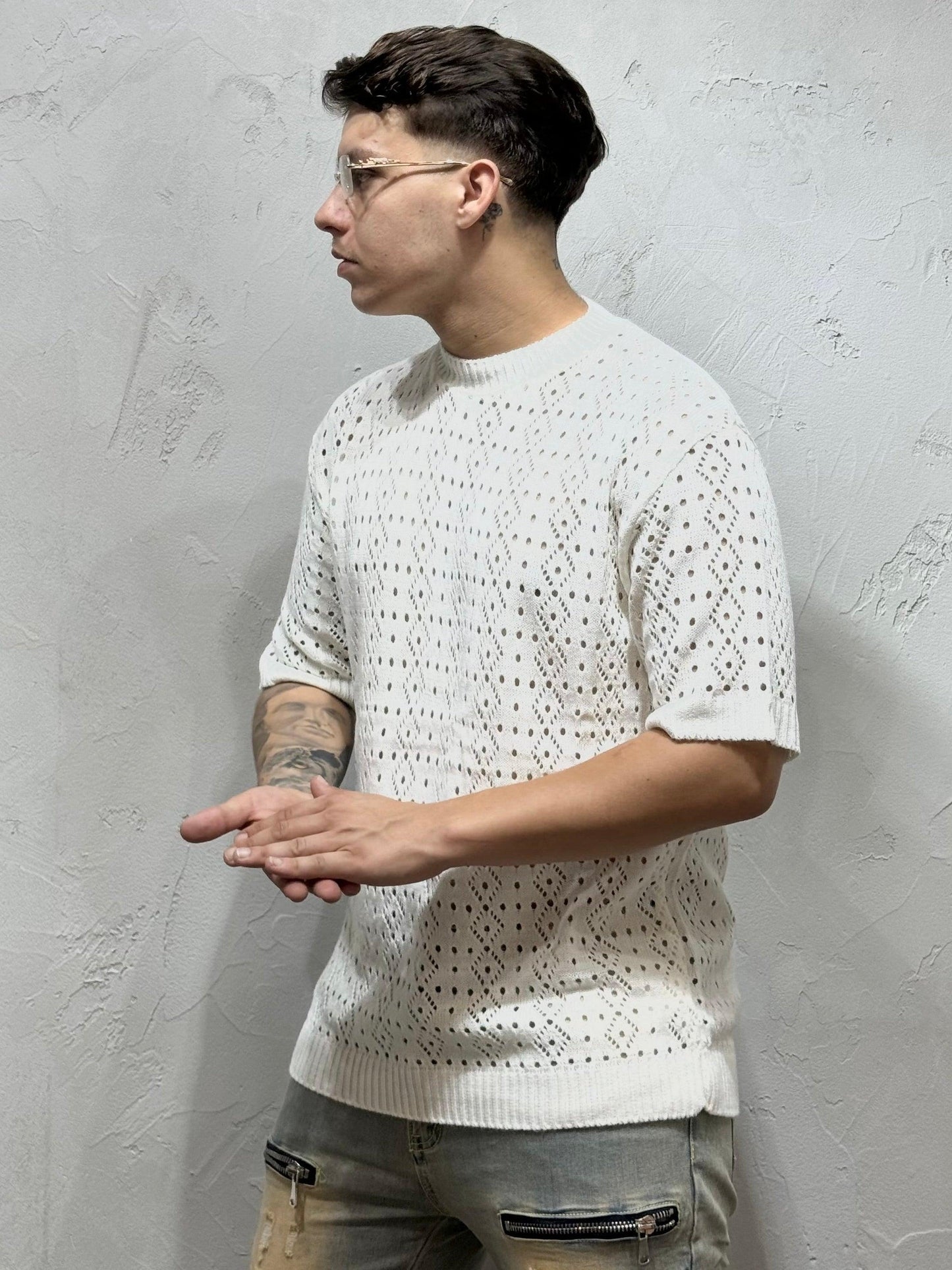 T-SHIRT MARBELLA PERFORATED PANNA