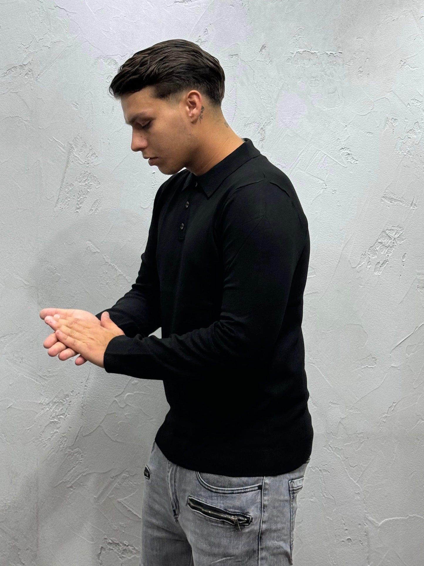 POLO LONG SLEEVE BLACK