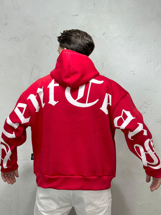 HOODIE BOXY FIT GEARS RED
