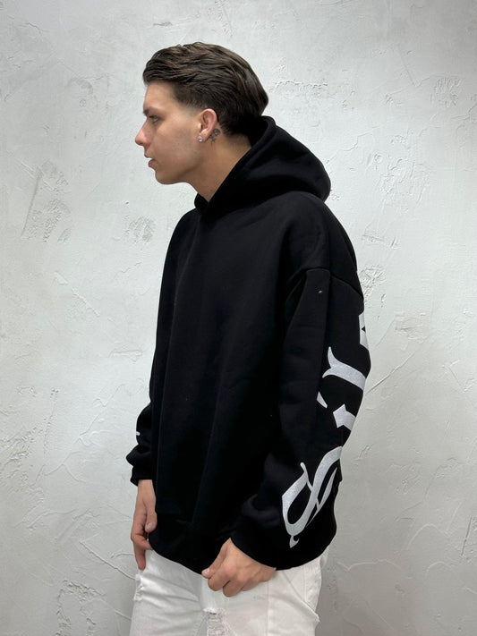HOODIE BOXY FIT GEARS BLACK