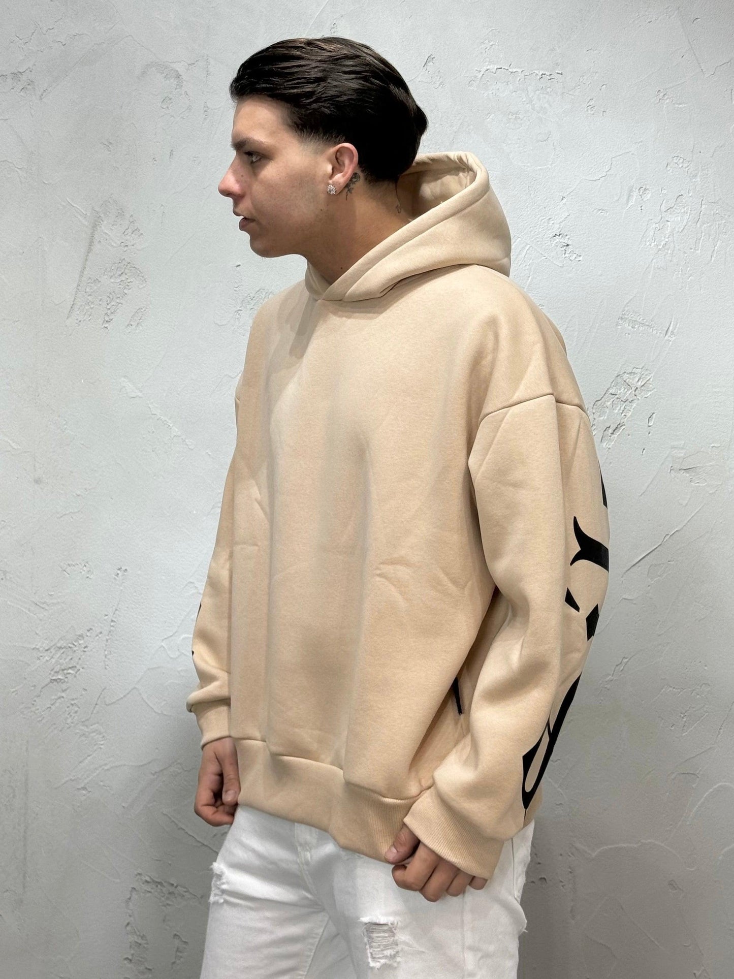 HOODIE BOXY FIT GEARS BEIGE