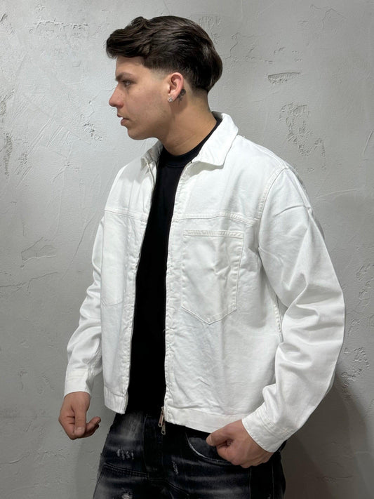 JACKET CROP FIT WITH ZIP WHITE