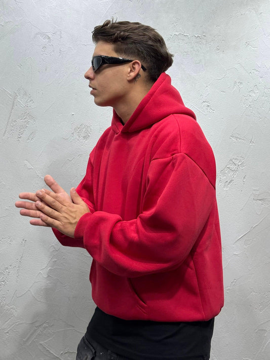 RED BOXY FIT HOODIE