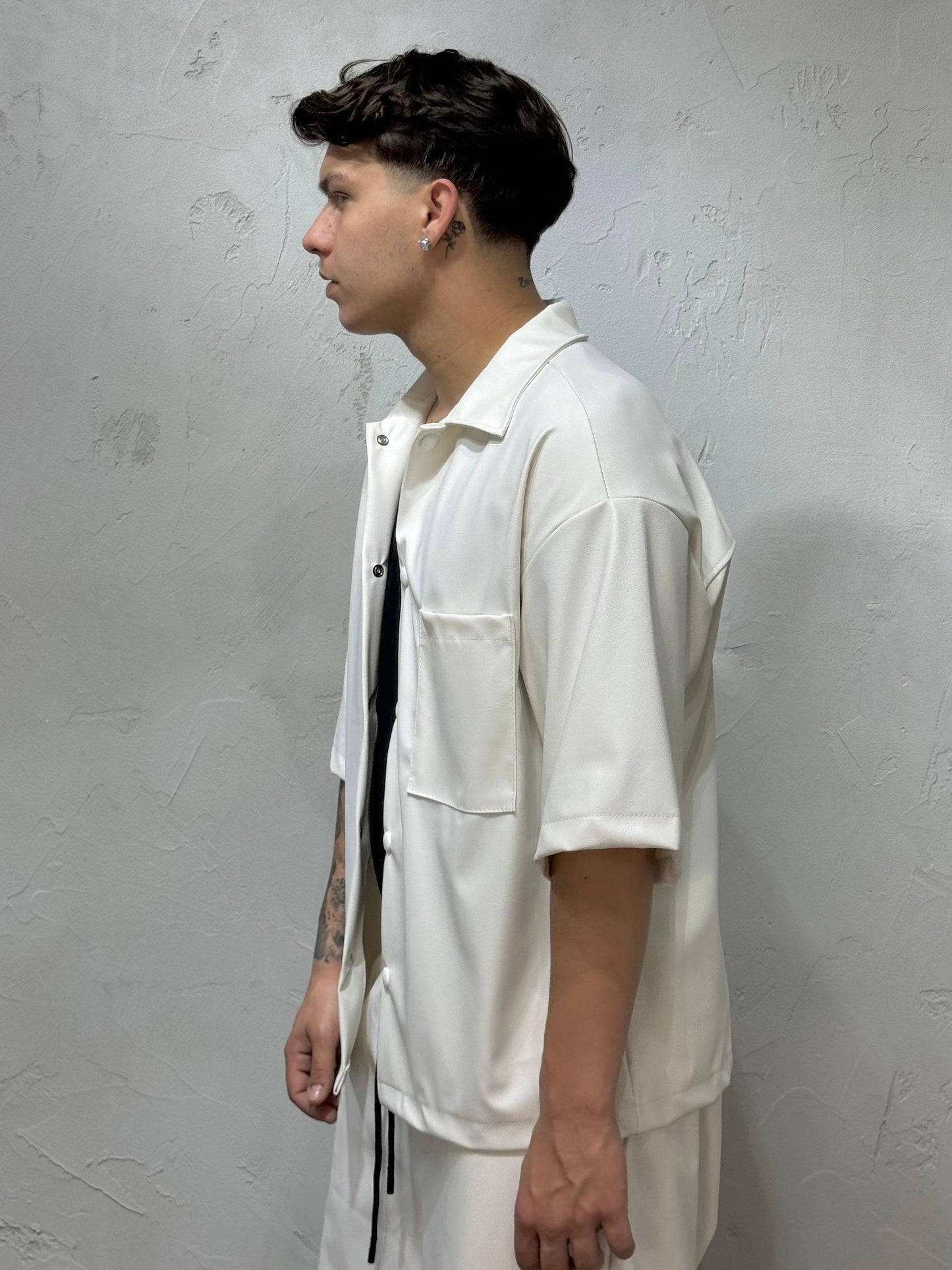 MOOD ZAR* BEIGE ECO-LEATHER SHIRT